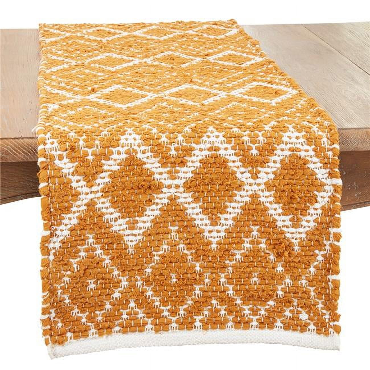 Gold Diamond Chindi Bohemian Table Runner, 16 x 72 in