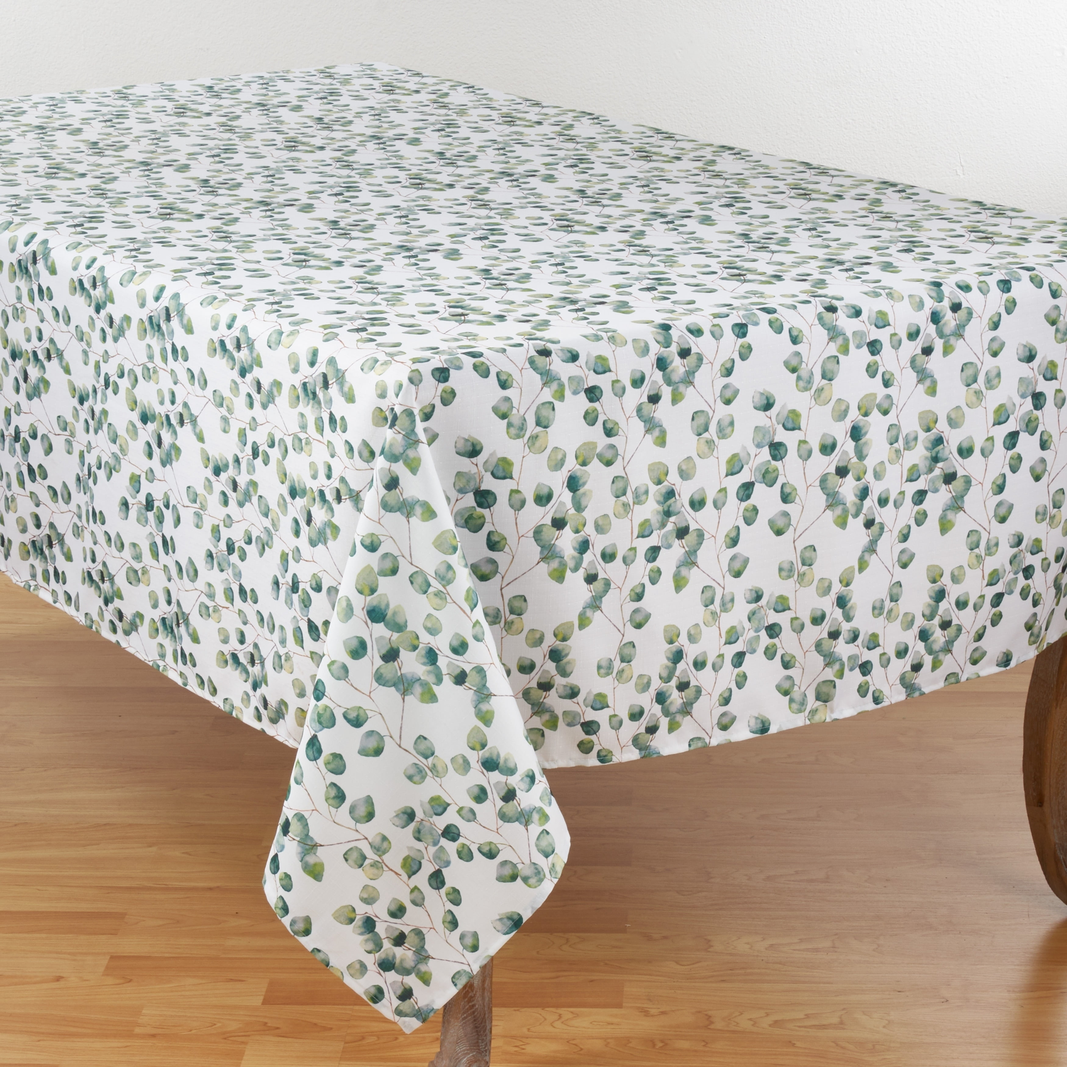 Rectangular Eucalyptus Leaf Design Fabric Tablecloth