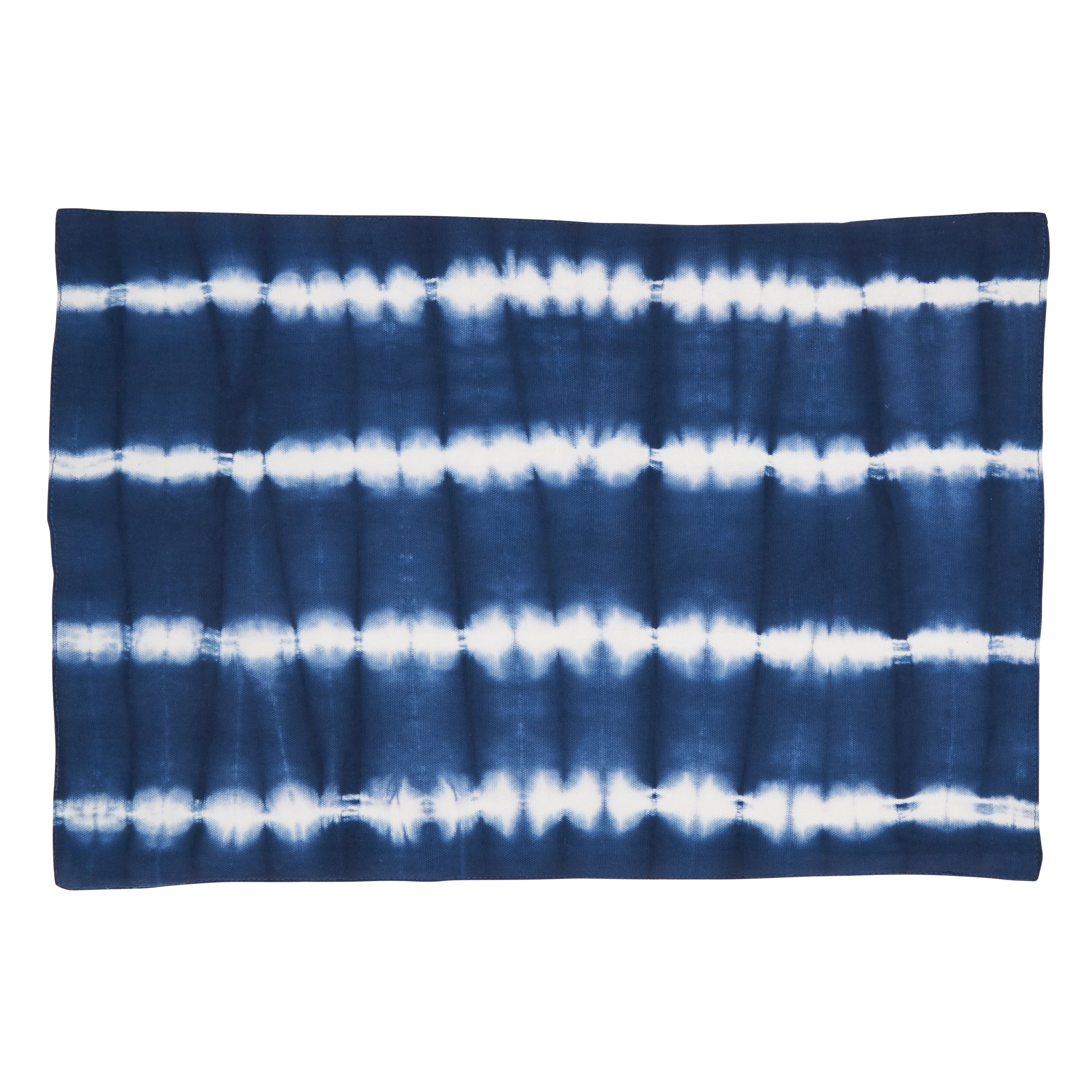 Navy and White Tie Dye Stripe Fabric Placemats Set of 4