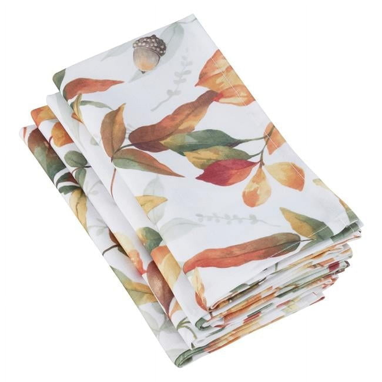 Autumn Leaf Design 20" Square Polyester Dinner Napkins, Multi (Set of 4)