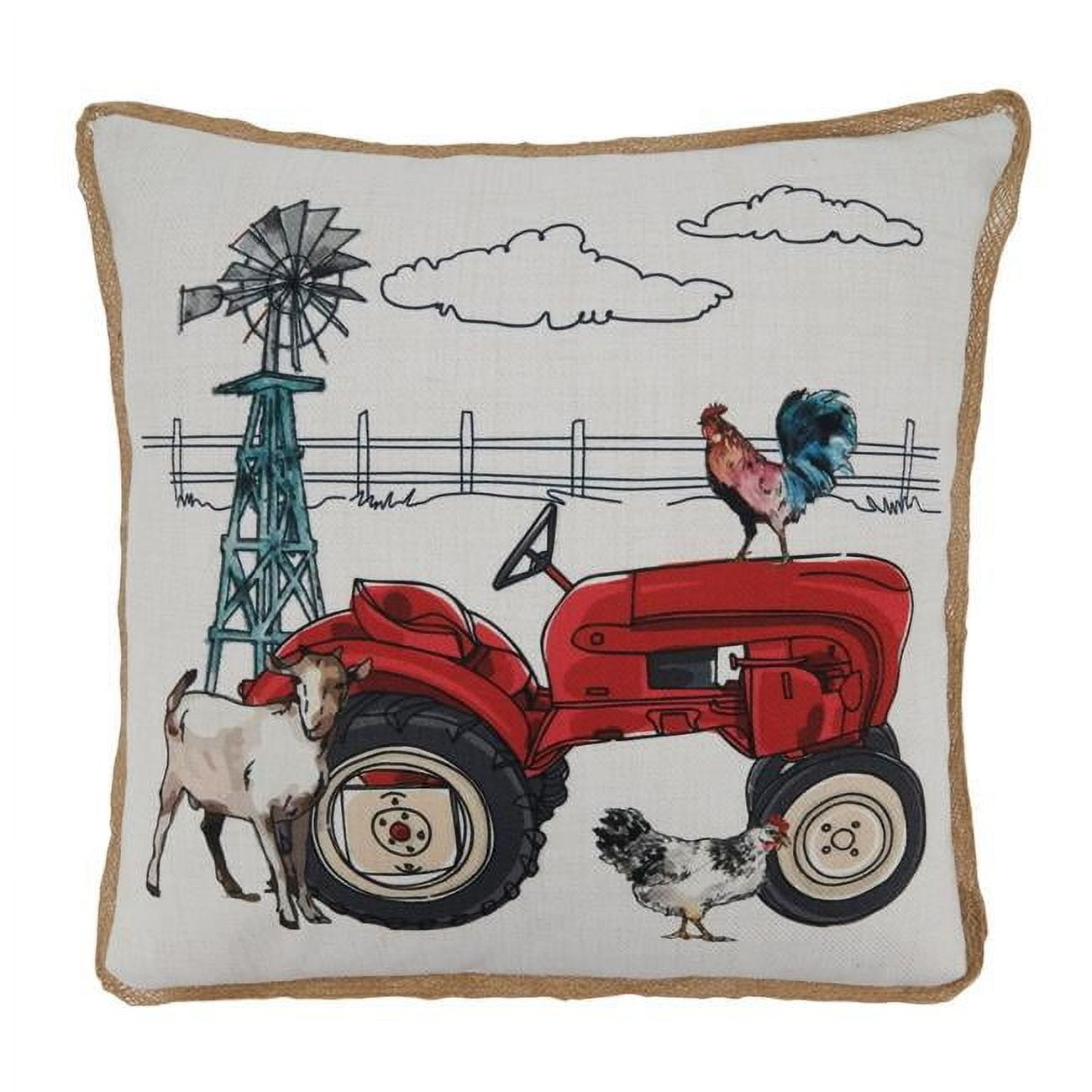 Farm Tractor Design Polyester Euro Throw Pillow Cover