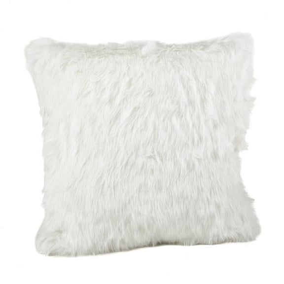 Saro Lifestyle Faux Fur Throw Down Filled Pillow White