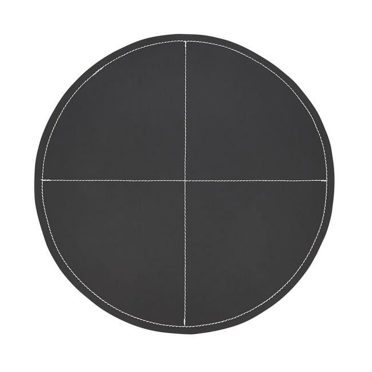 Black Faux Leather Round Placemats with Stitching, Set of 4