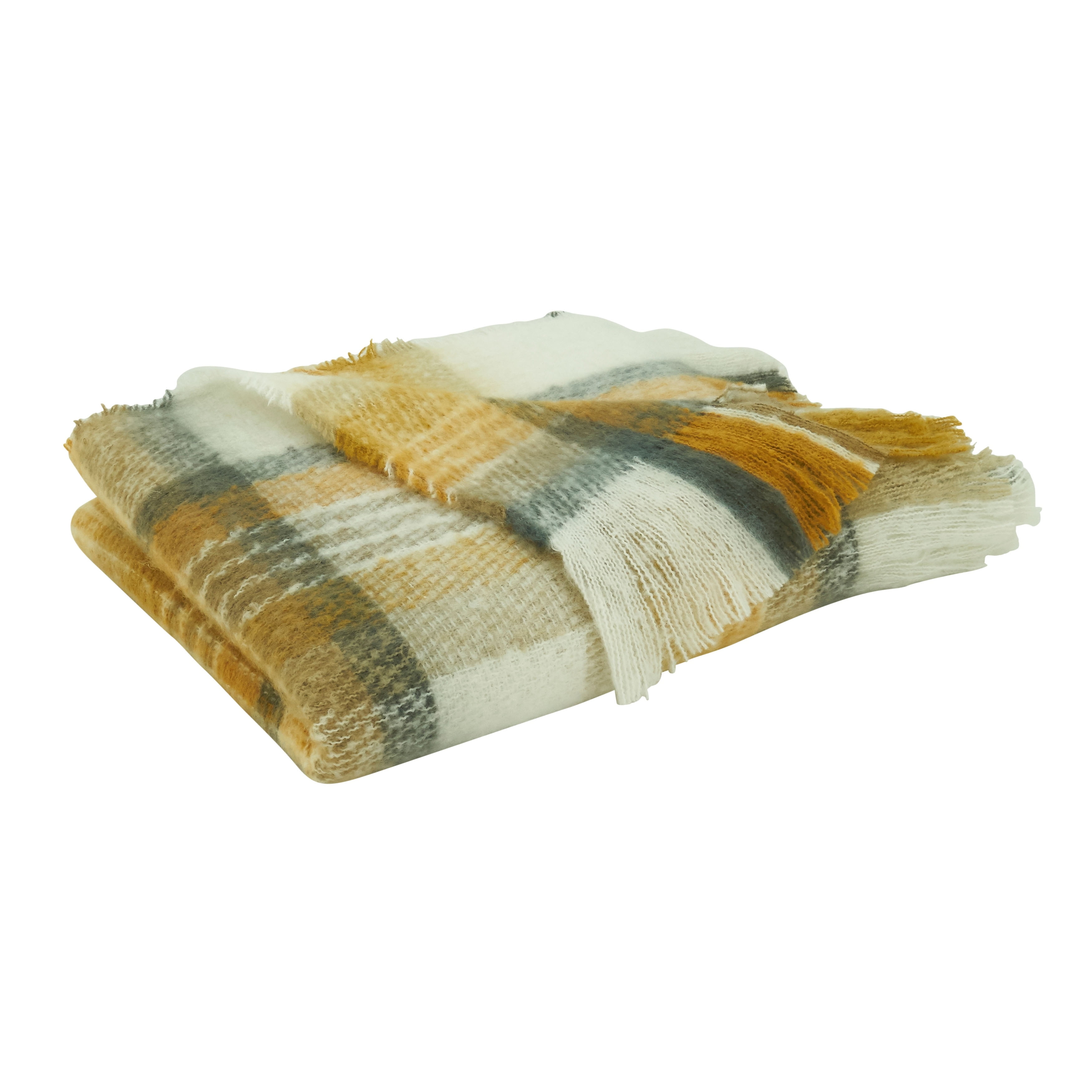 Cozy Wool Machine Washable Check Throw Blanket
