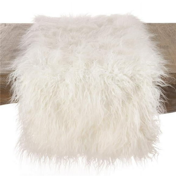 Saro Lifestyle Faux Mongolian Fur Design Acrylic Table Runner