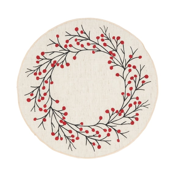 Saro Lifestyle Festive Embroidered Berry Placemat (Set of 4)