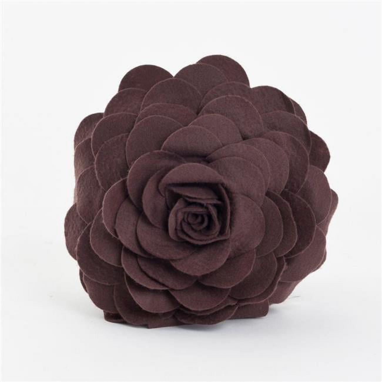 Chocolate Round Flower Design Polyester Throw Pillow
