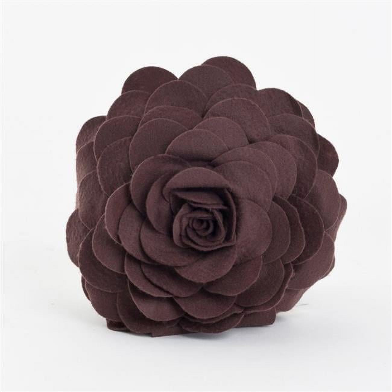 Chocolate Round Flower Design Polyester Throw Pillow