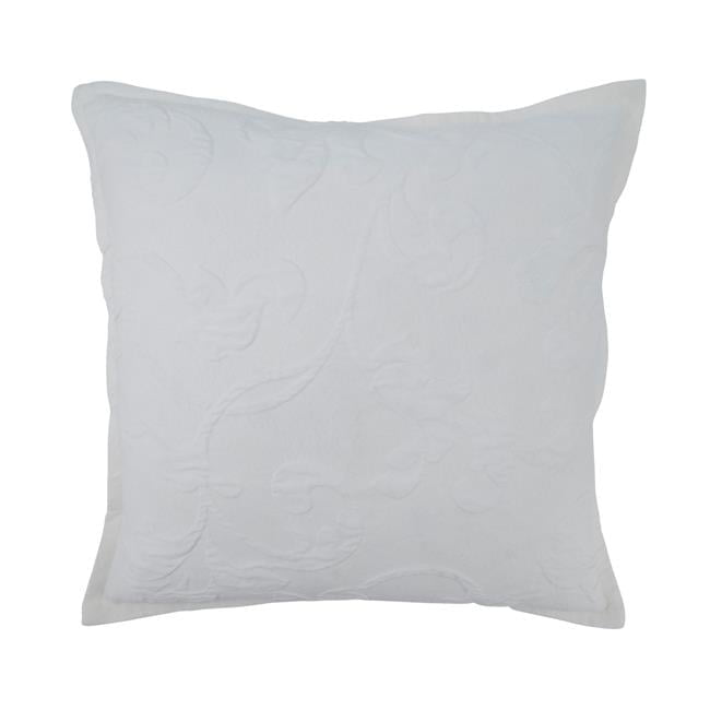 White Floral Design Square Throw Pillow with Poly Filling