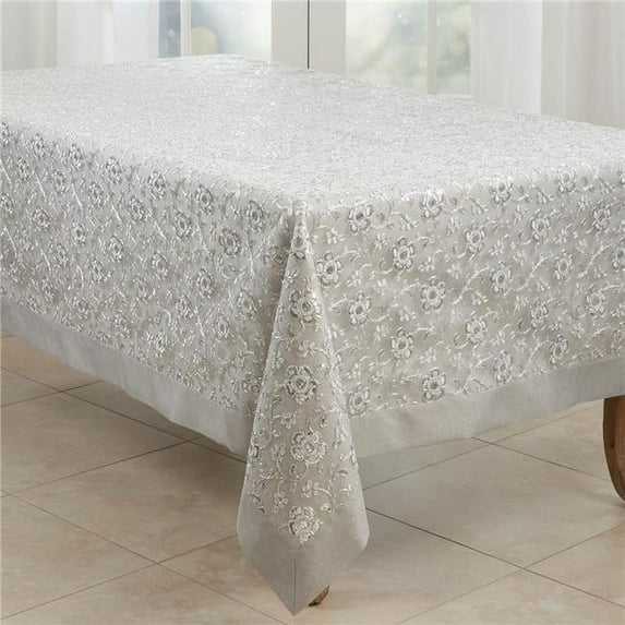 Saro Lifestyle Floral Embroidered Tablecloth