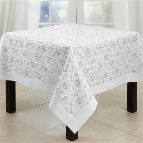 Saro Lifestyle Floral Embroidered Tablecloth
