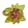 thumbnail image 1 of SARO NR728.AM Flower & Leaves Design Beaded Napkin Ring  Amber - Set of 4, 1 of 5