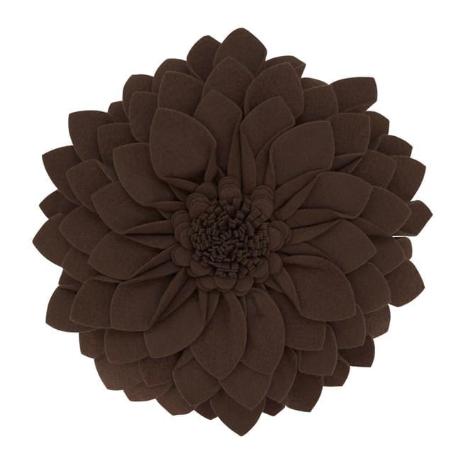 Chocolate Felt Flower Shaped Throw Pillow