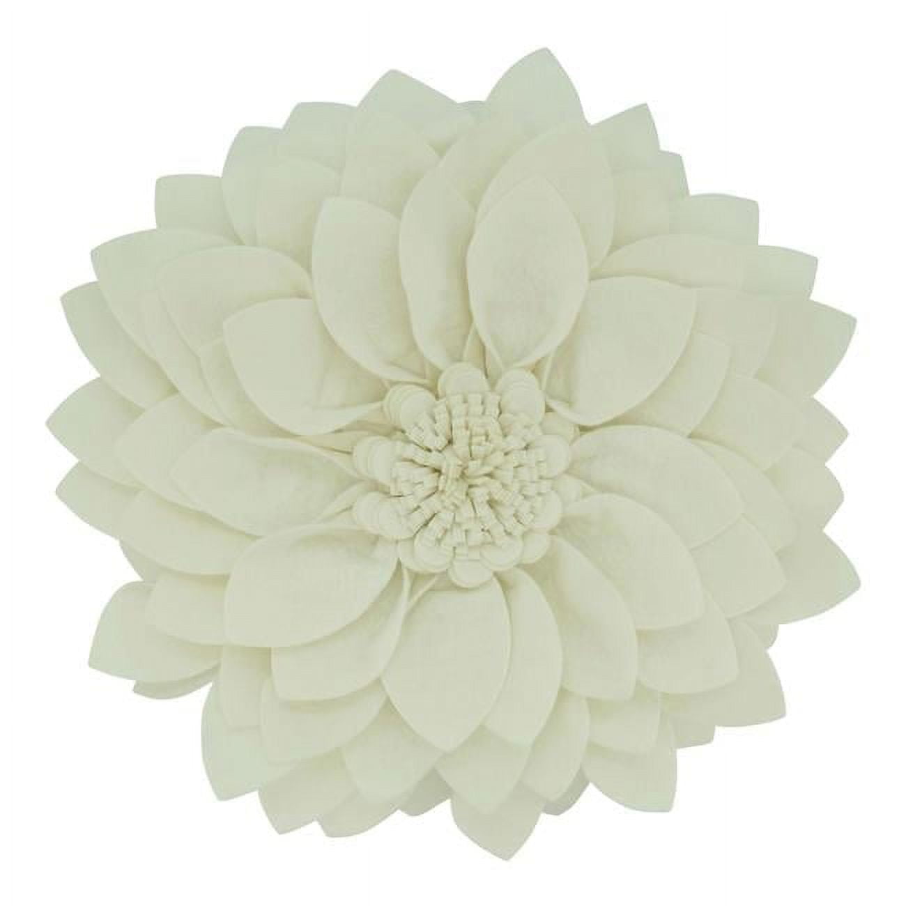 Ivory Felt Flower Design Throw Pillow