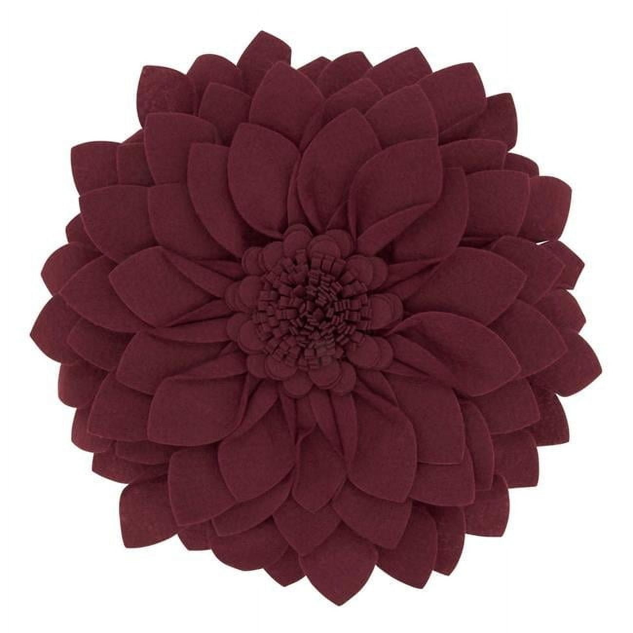 Wine Felt Flower Shaped Throw Pillow 22"