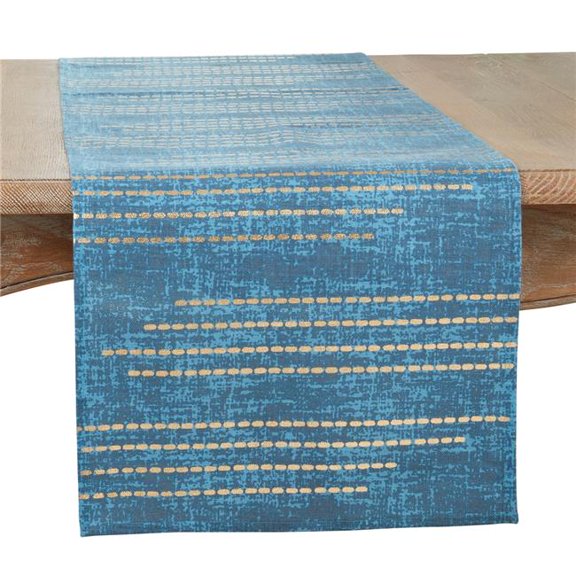 Saro Lifestyle Foil Print Dash Line Table Runner