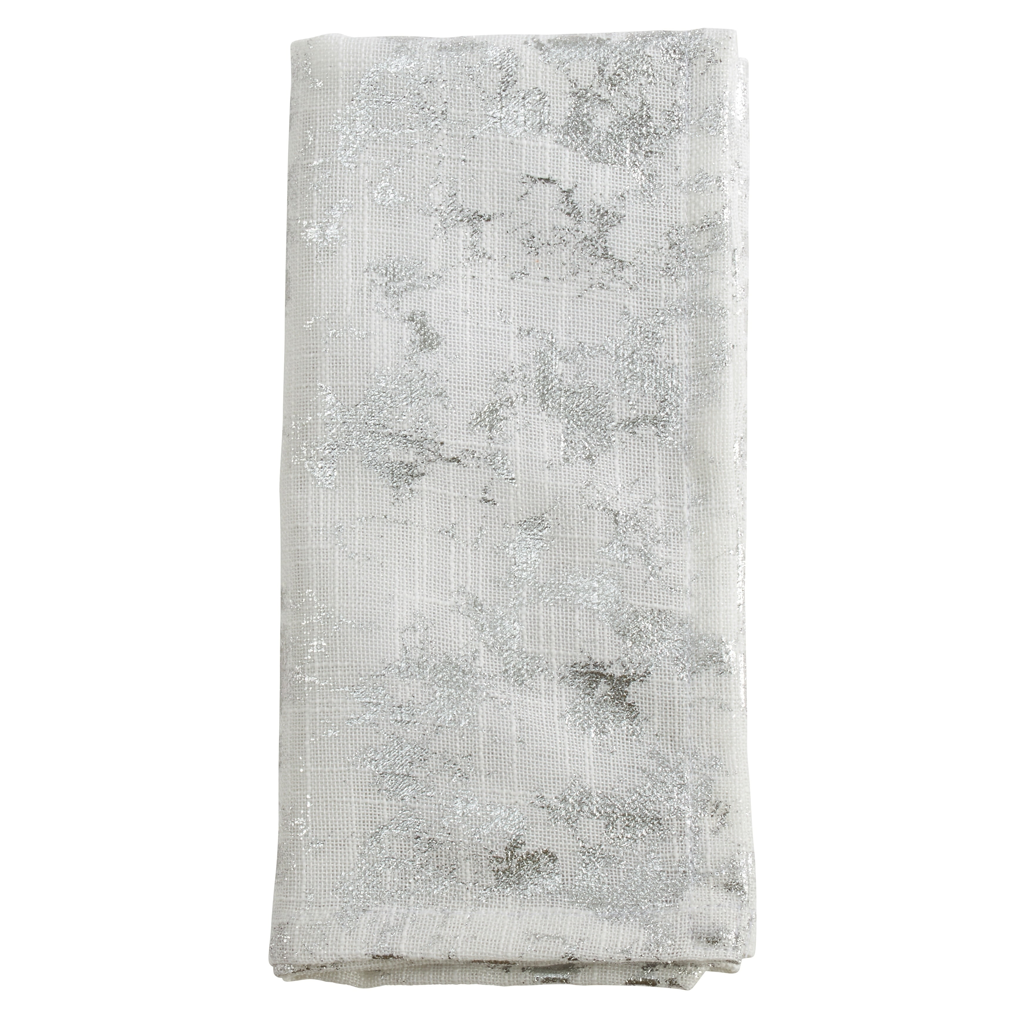Silver Foil Print Polyester Square Napkin Set