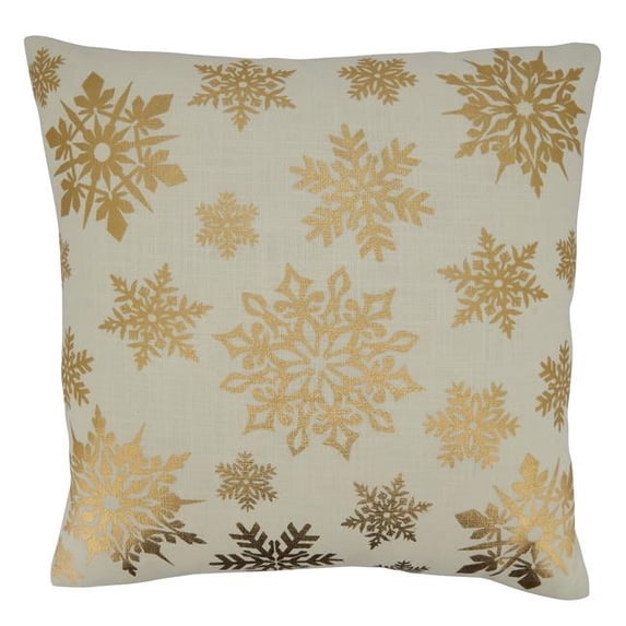 Saro Lifestyle Foil Print Snowflake Down Filled Throw Pillow
