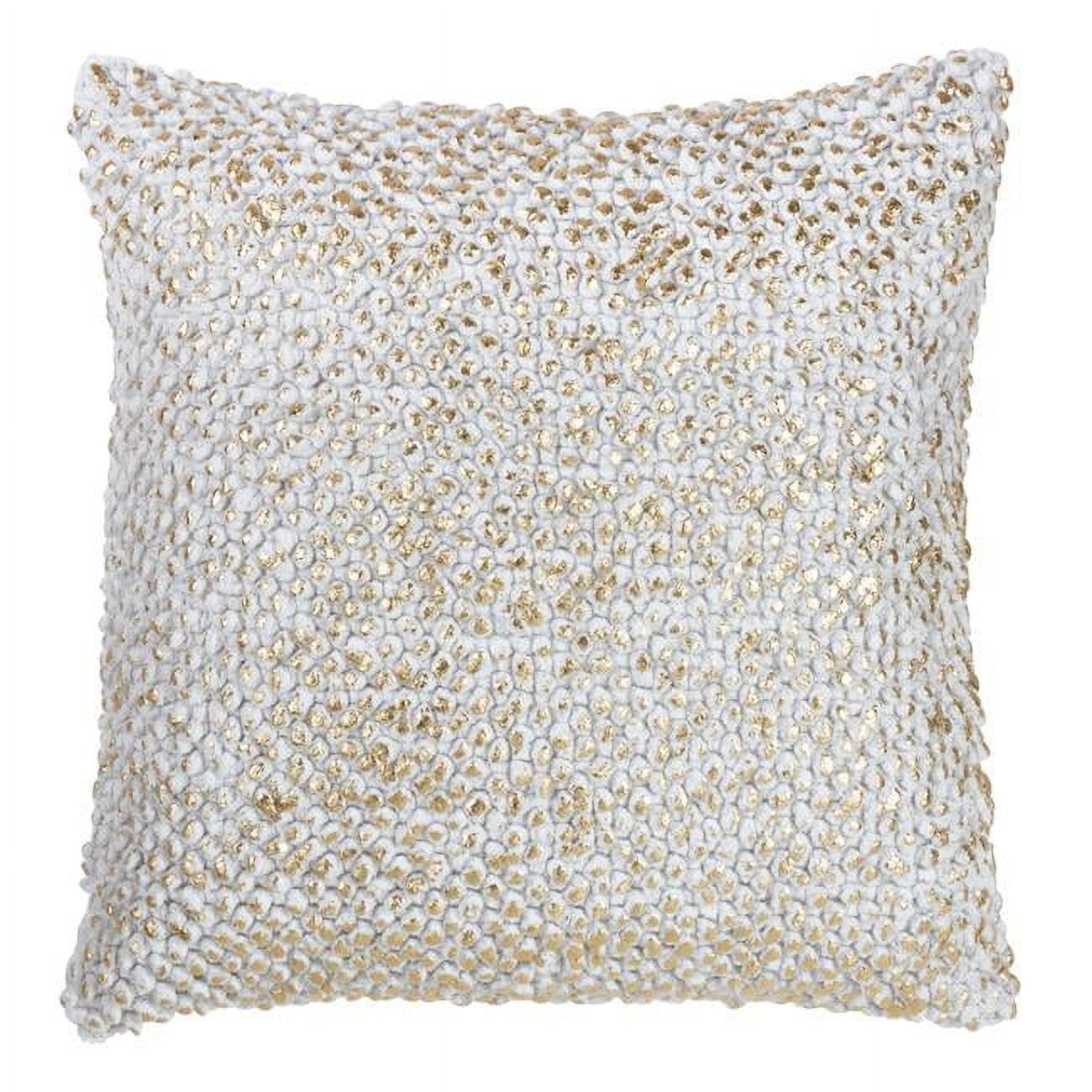 18" Gold Foil Printed Pom-Pom Square Throw Pillow
