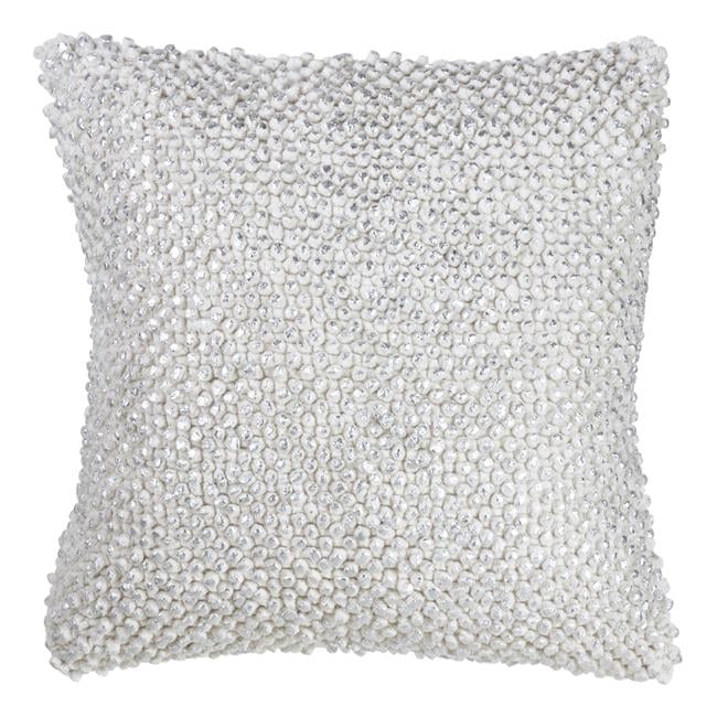 Medium Gray Cotton Foil Print Square Throw Pillow