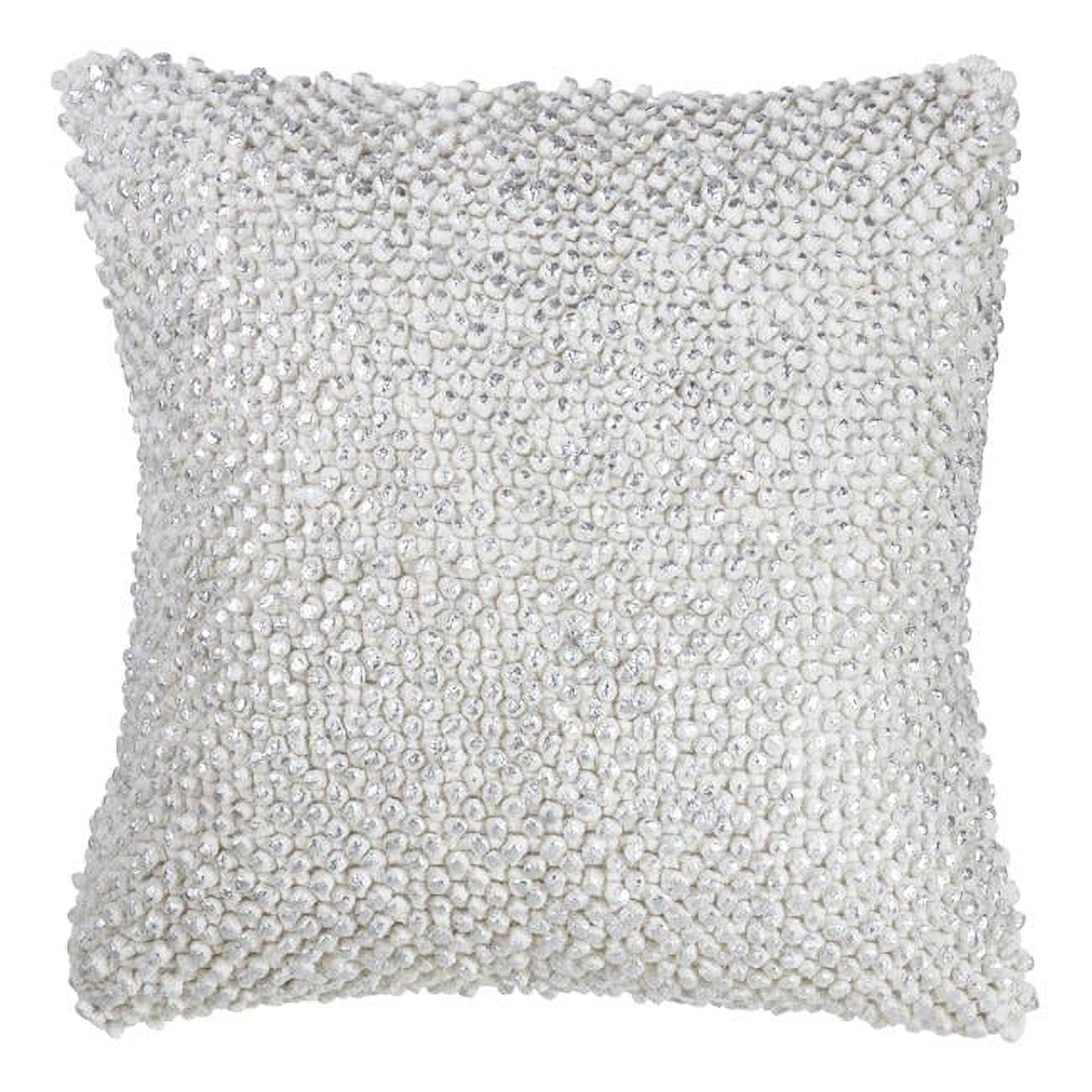 Medium Gray Cotton Foil Print Square Throw Pillow