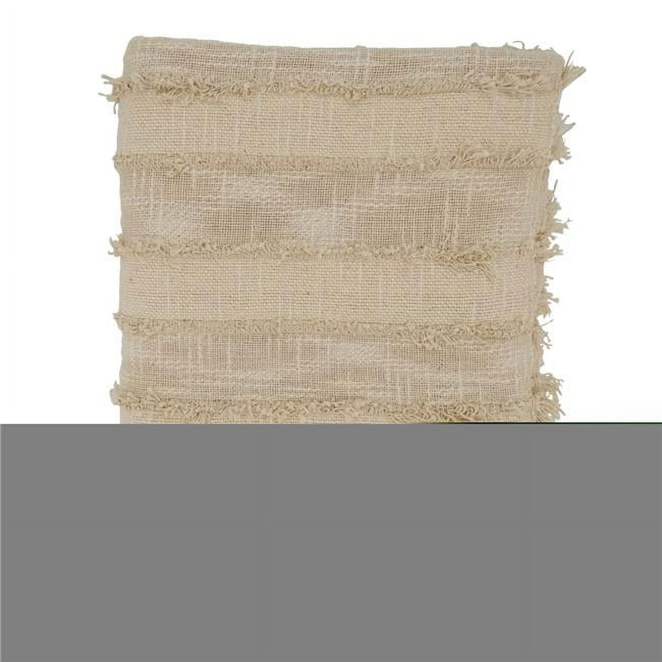 Natural Cozy Cotton Knitted Throw Blanket with Fringe - 27"x24.5"