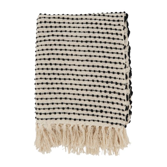 Saro Lifestyle Fringe Finesse Textured Stripe Woven Throw Blanket