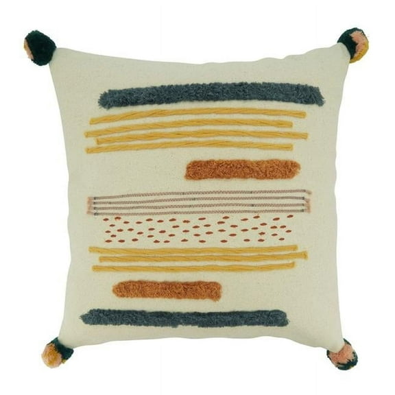 Saro Lifestyle Fringe Lace Appliqué Down Filled Throw Pillow