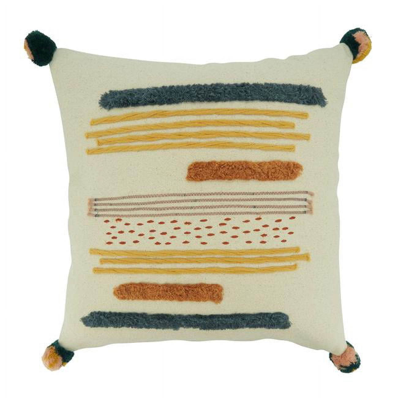 Square Cotton Fringe Lace Appliqué Throw Pillow