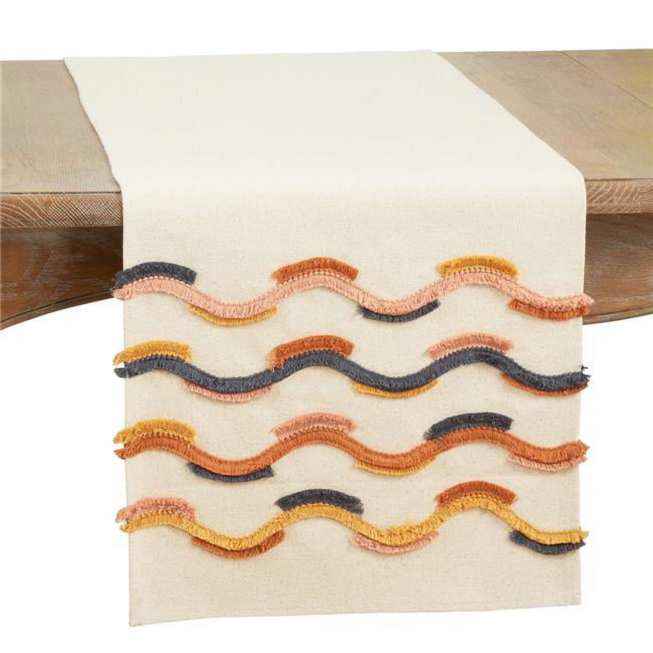 Multicolor Cotton Fringe Lace Appliqué Table Runner