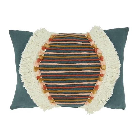 Saro Lifestyle Fringe Lace Design Throw Pillow Cover