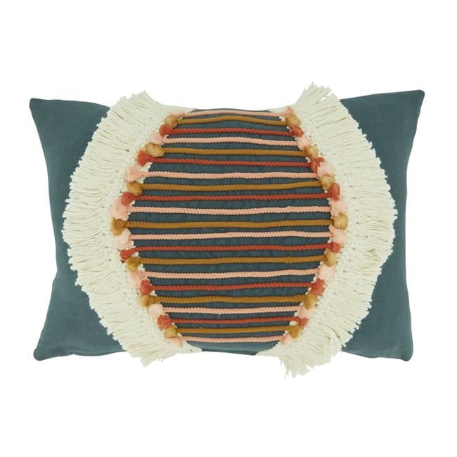 Fringe Lace Rectangular Throw Pillow with Down Filling