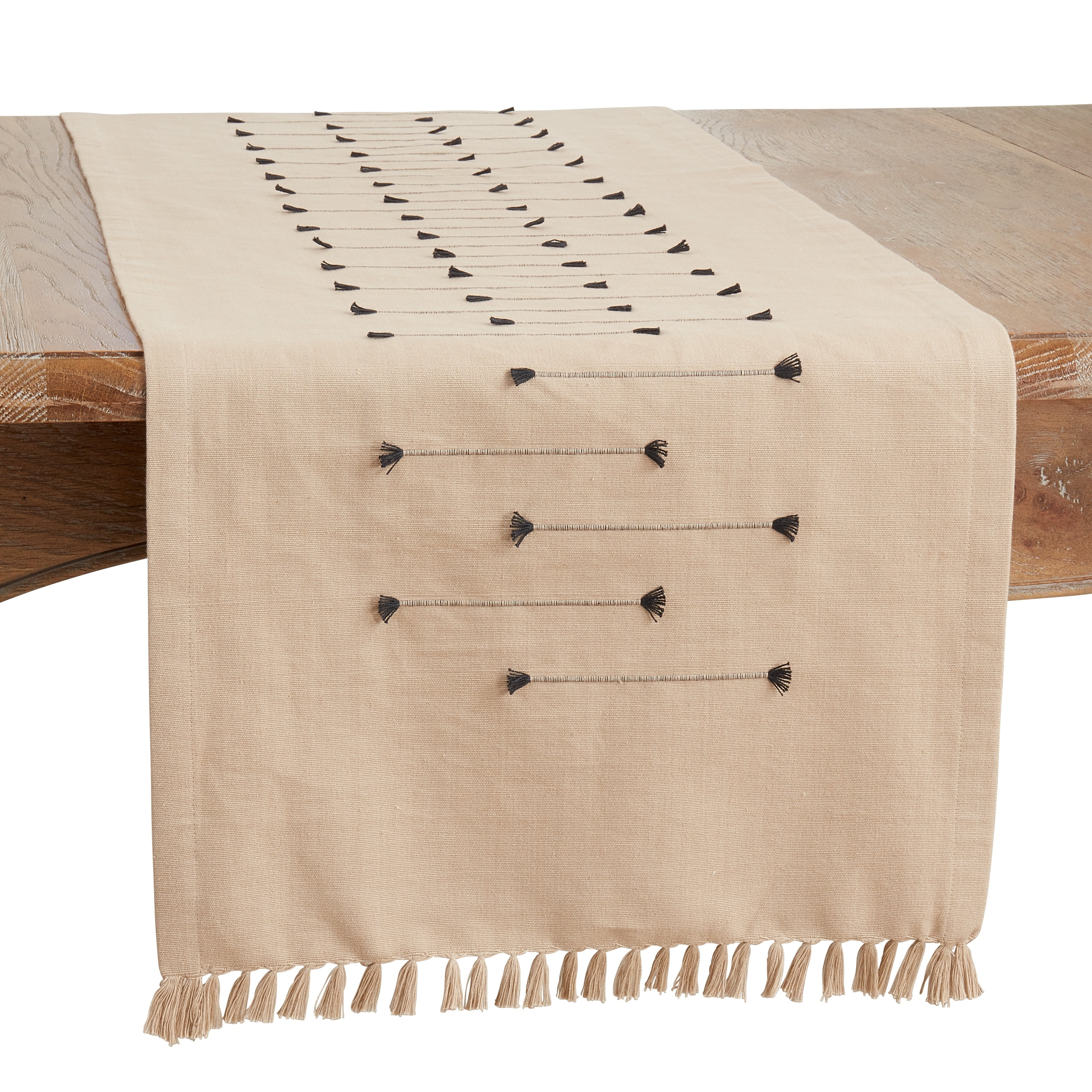 Natural Cotton Fringe Line Table Runner