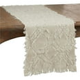 thumbnail image 1 of Saro Lifestyle  Fringe Waffle Weave Table Runner - Ivory - 54 in., 1 of 1