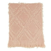 Saro Lifestyle Fringe Waffle Weave Throw Blanket
