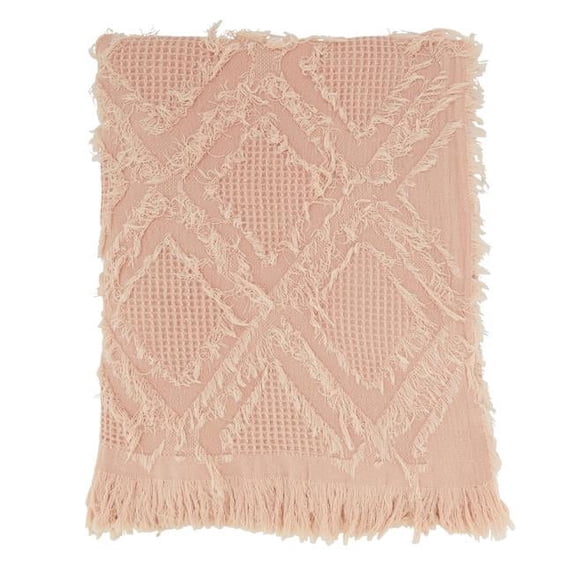 Saro Lifestyle Fringe Waffle Weave Throw Blanket