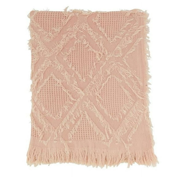 Saro Lifestyle Fringe Waffle Weave Throw Blanket