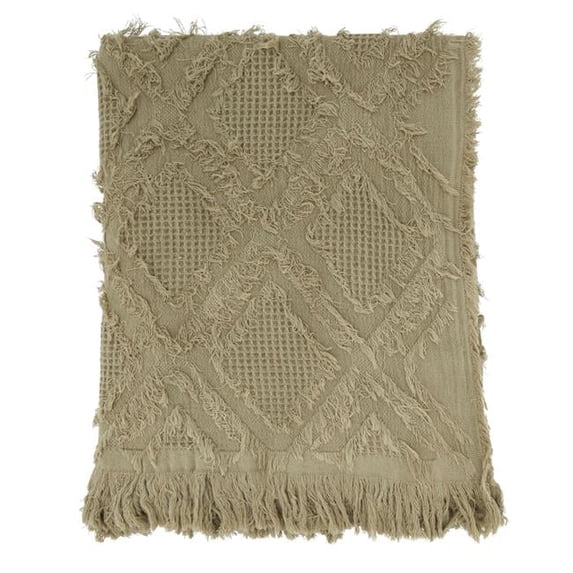 Saro Lifestyle Fringe Waffle Weave Throw Blanket
