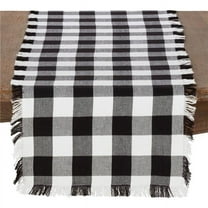 Saro Lifestyle Fringed Buffalo Plaid Cotton Table Runner