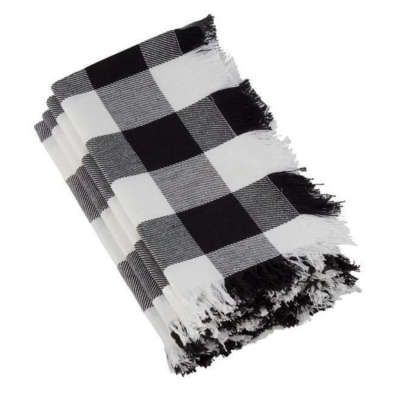 Saro Lifestyle Fringed Buffalo Plaid Napkin (Set of 4)