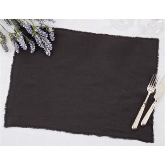 Saro Lifestyle Fringed Design Stone Washed Placemat (Set of 4)