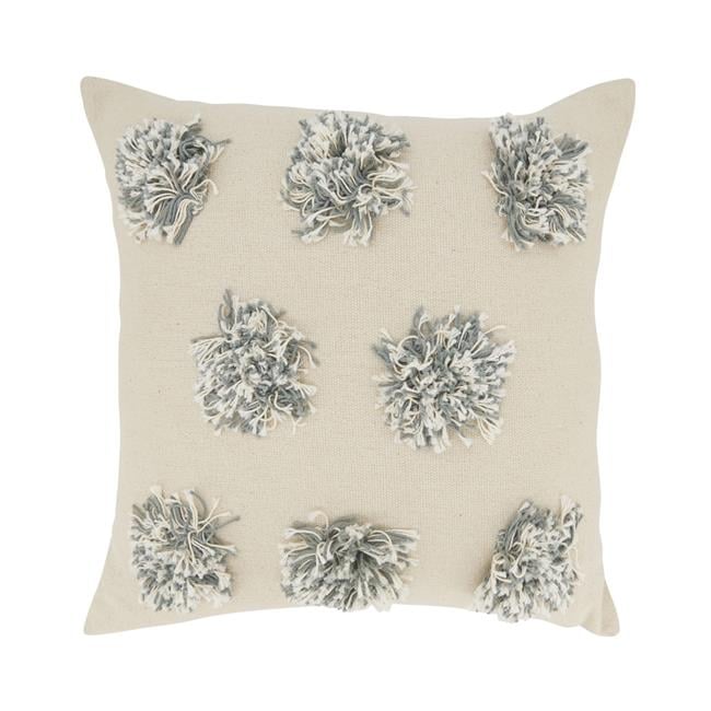 Gray Cotton Pom Pom Euro Throw Pillow Cover