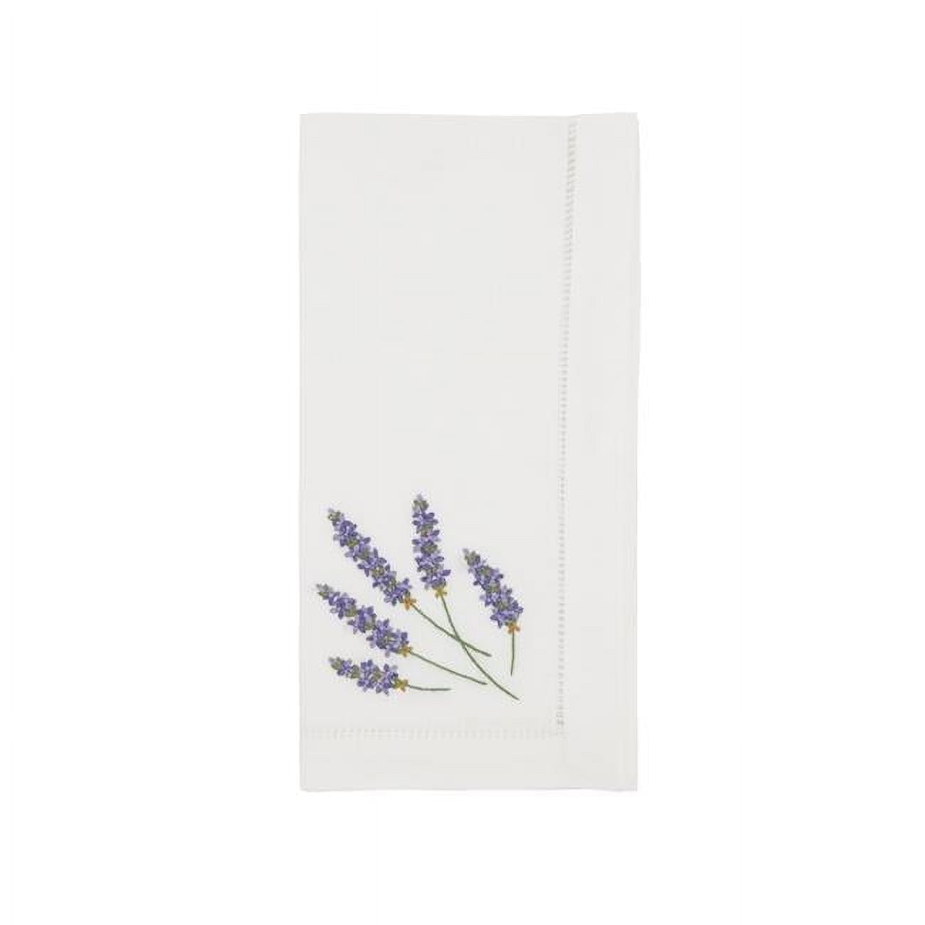 White Cotton Embroidered Lavender Napkins Set of 6