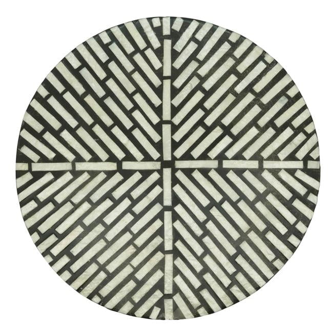Black and White Geometric Capiz Shell Round Placemats, Set of 4