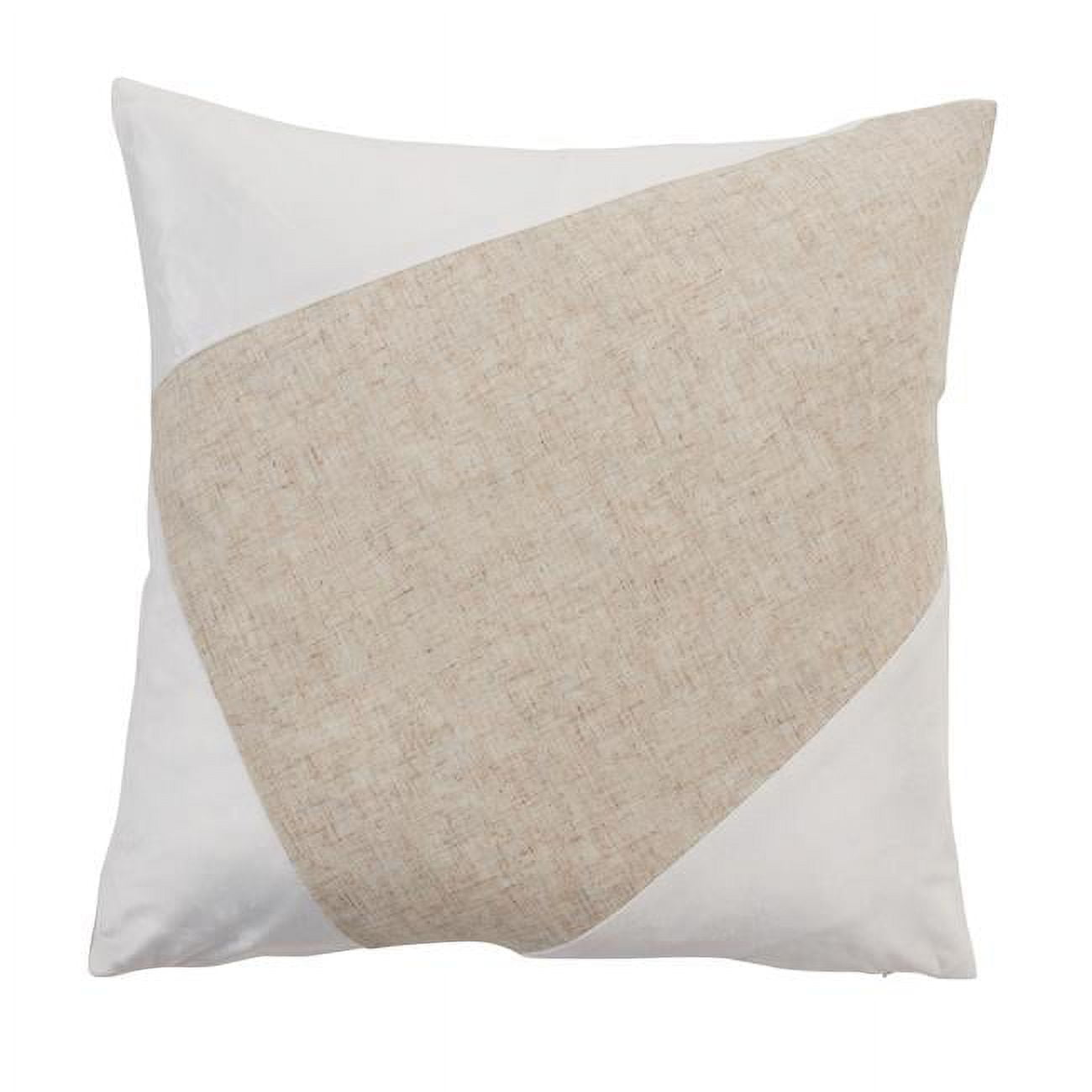White and Beige Geometric Velvet Euro Throw Pillow