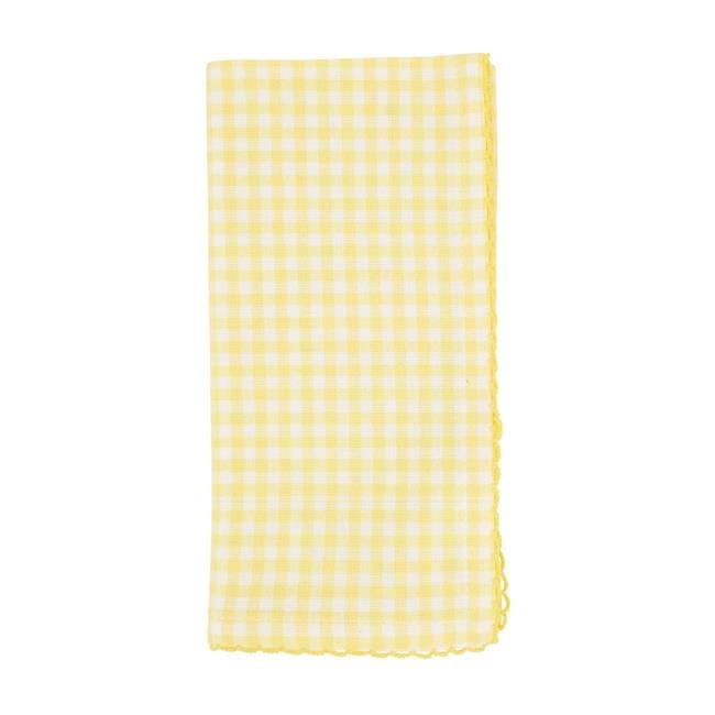 Yellow Gingham Cotton Table Napkins, Set of 4, 18 Inches