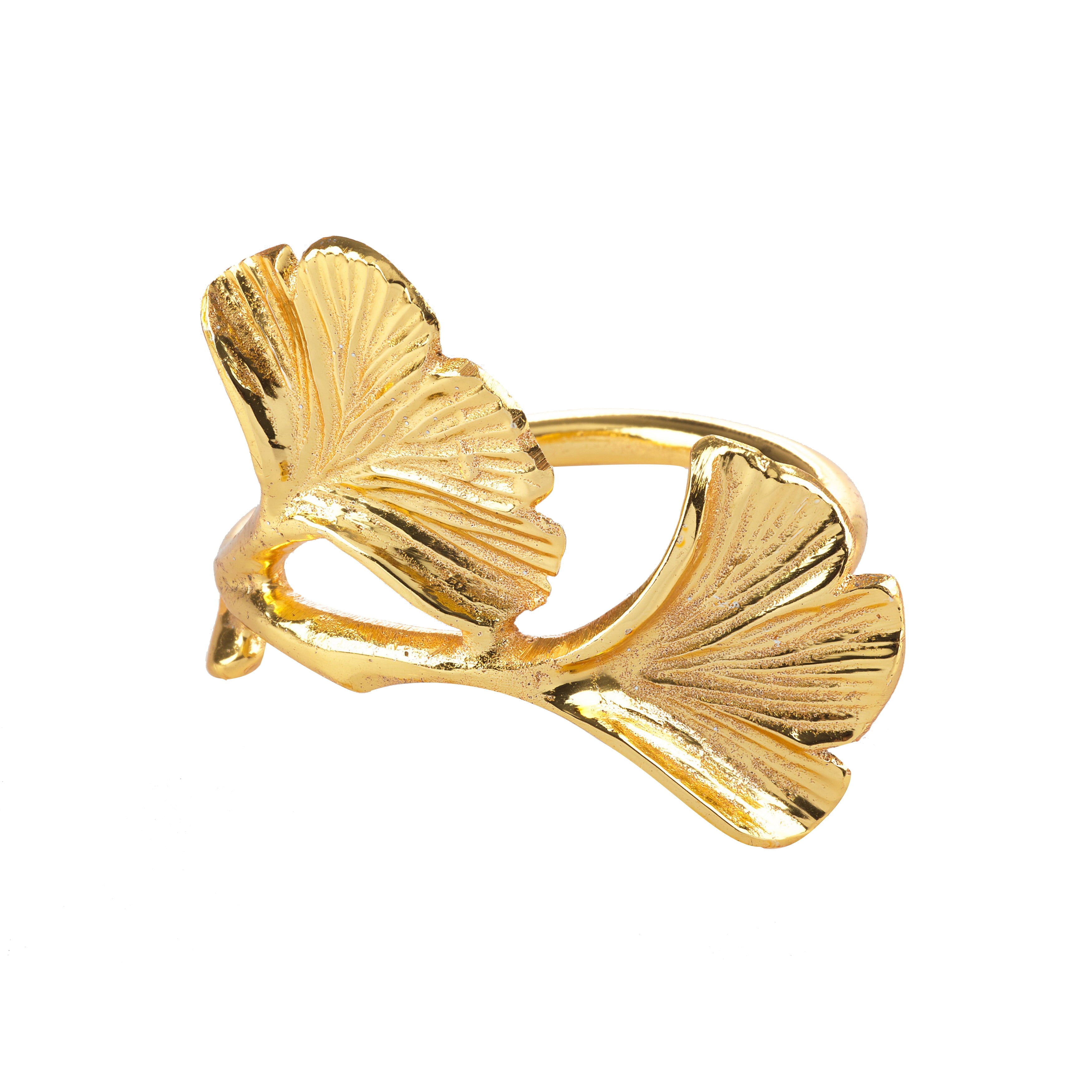 Gold Ginkgo Leaf Metal Napkin Rings Set of 4