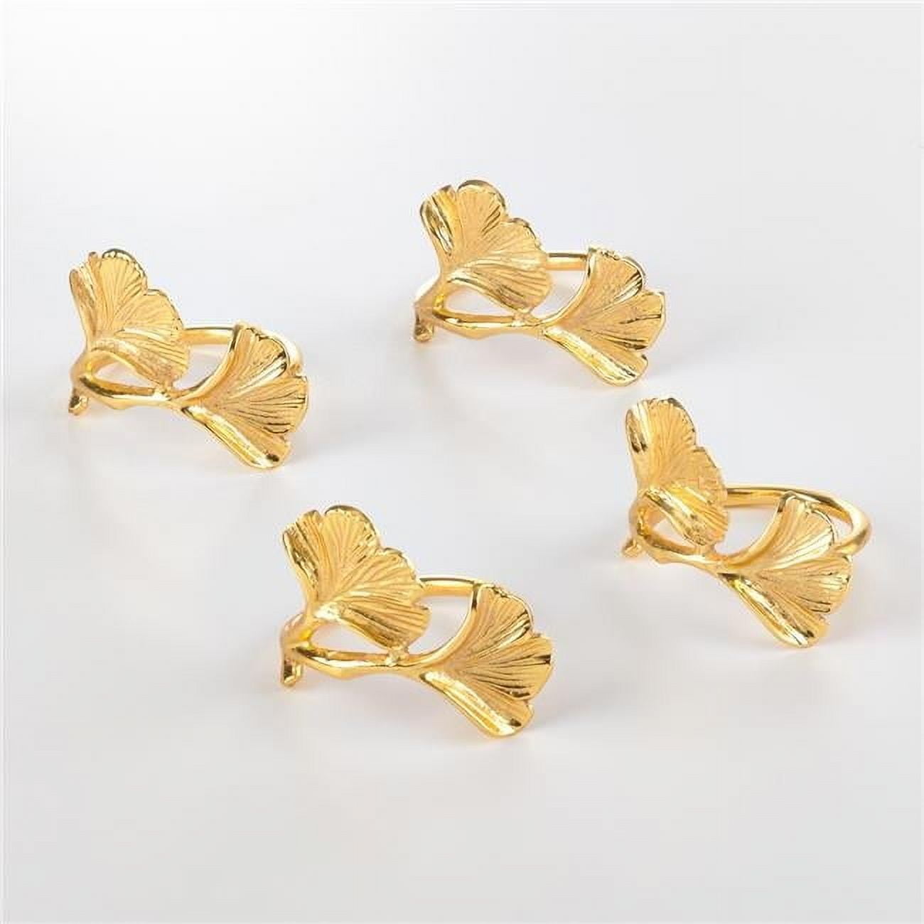 Gold Ginkgo Leaf Metal Napkin Rings Set of 4