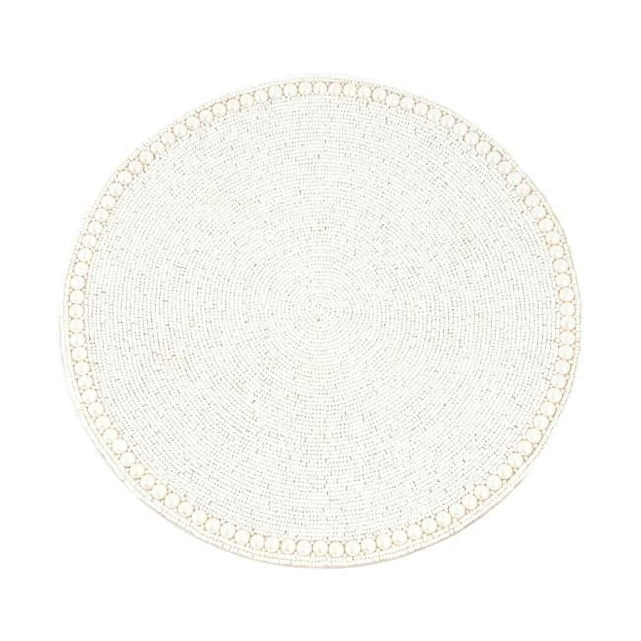 Vanilla Round Glass Beaded Placemat, 18"