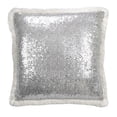 thumbnail image 1 of Saro Lifestyle Glittery Sequin With Sherpa Trim Poly Filled Throw Pillow Silver Square Medium, 1 of 5